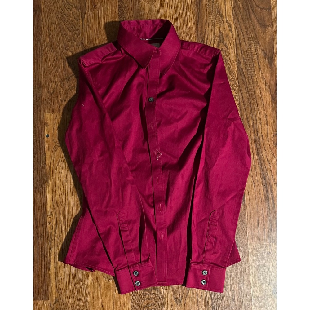 Banana Republic Non Iron Button Down Shirt Magenta Pink Petite 2 Long Sleeve